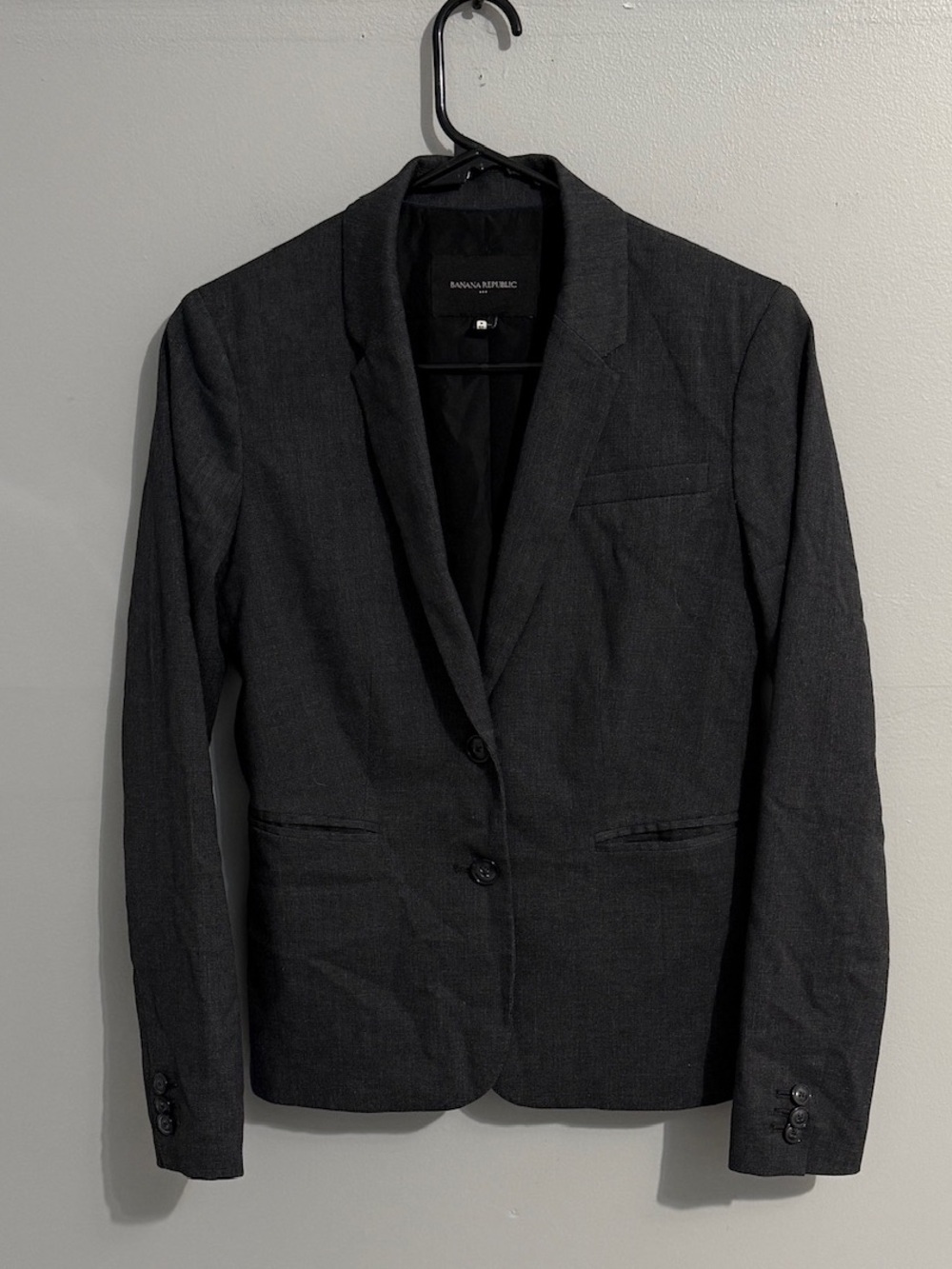 Banana Republic Blazer Womens 0 Navy Textured Two Button Career Office Work